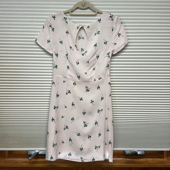 Free People Light Blush Pink Floral Print Sheer Short Sleeve Shift Dress - Picture 5 of 9